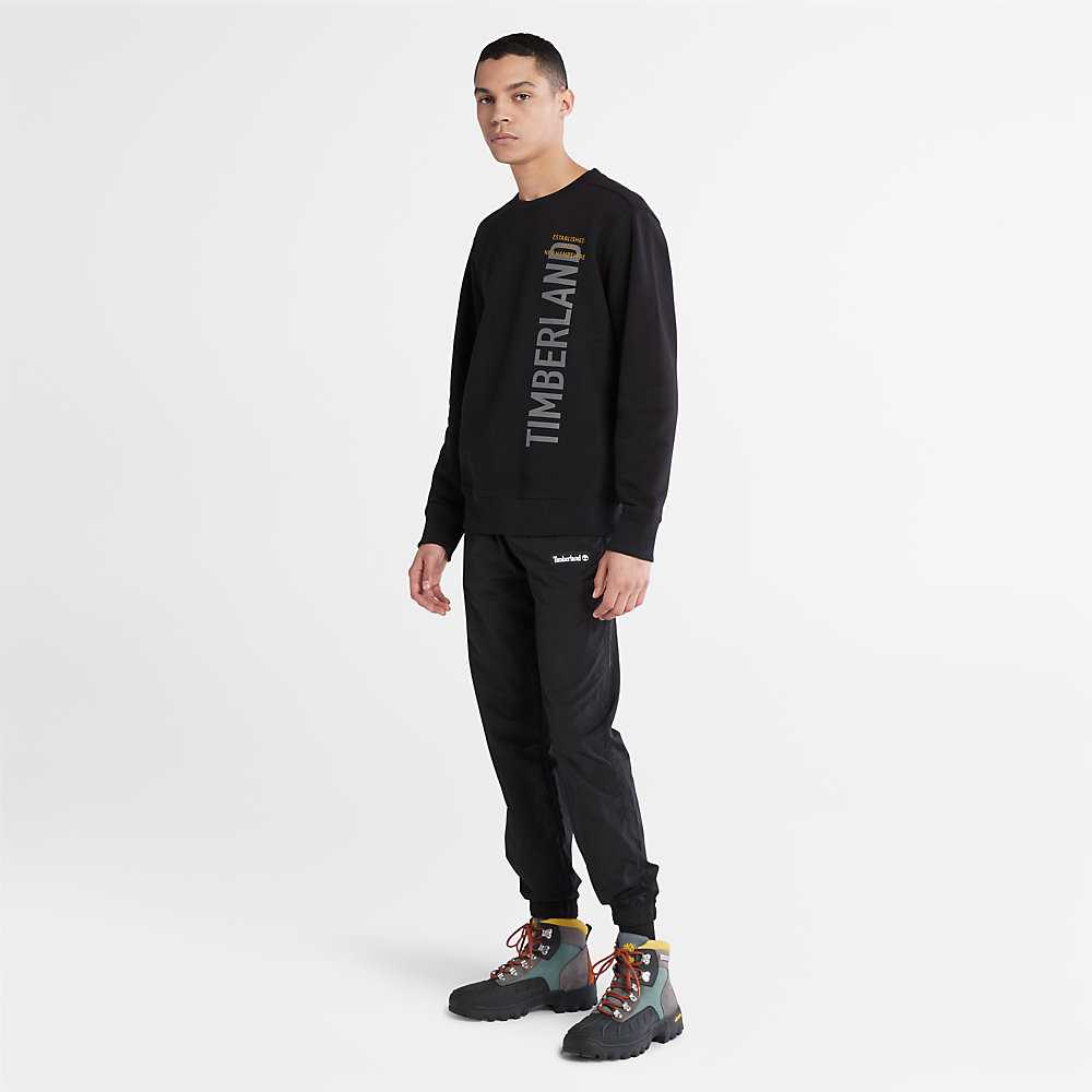 Black Men's Timberland Side-logo Sweatshirt | Israel-7821605