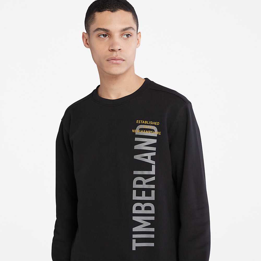 Black Men's Timberland Side-logo Sweatshirt | Israel-7821605