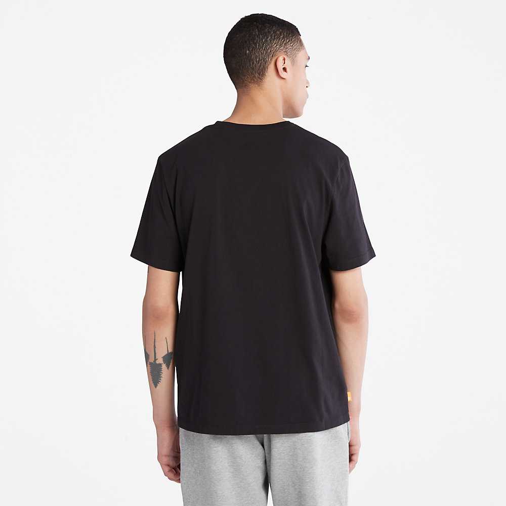 Black Men's Timberland Side-logo T Shirts | Israel-4279603