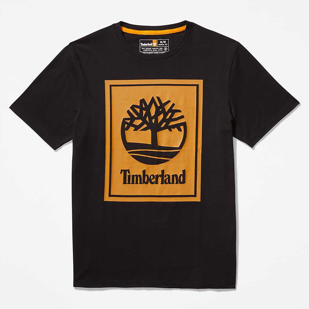 Black Men's Timberland Tree Logo T Shirts | Israel-4387269