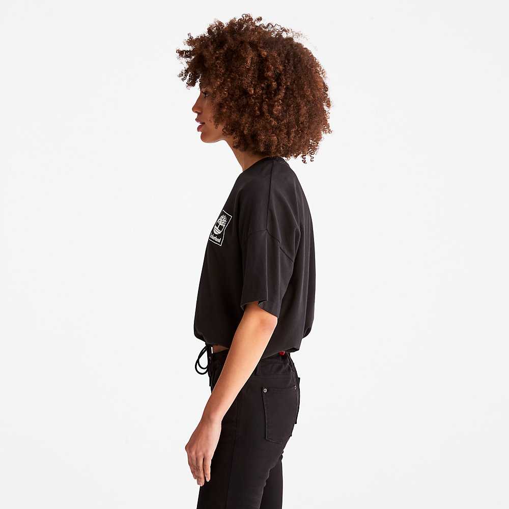 Black Women's Timberland Cropped T Shirts | Israel-4231578