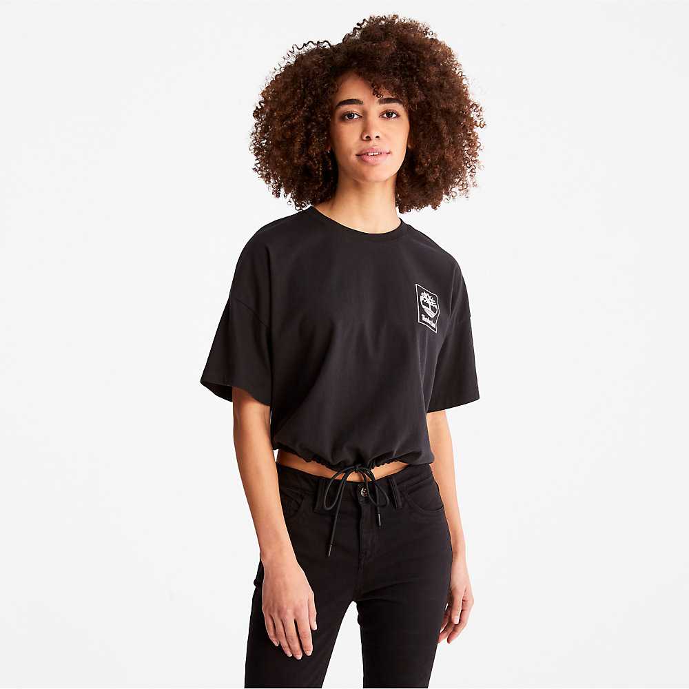 Black Women\'s Timberland Cropped T Shirts | Israel-4231578