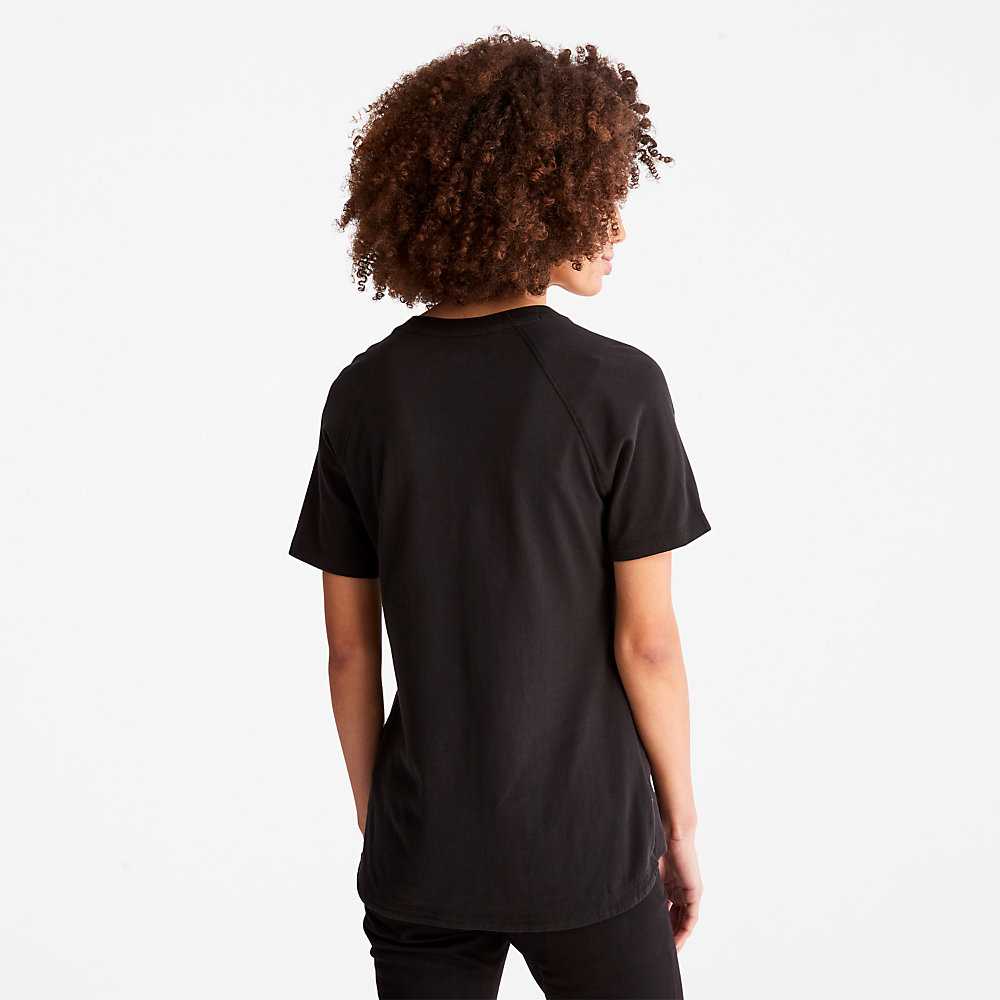 Black Women's Timberland Raglan-sleeve Logo T Shirts | Israel-5182639