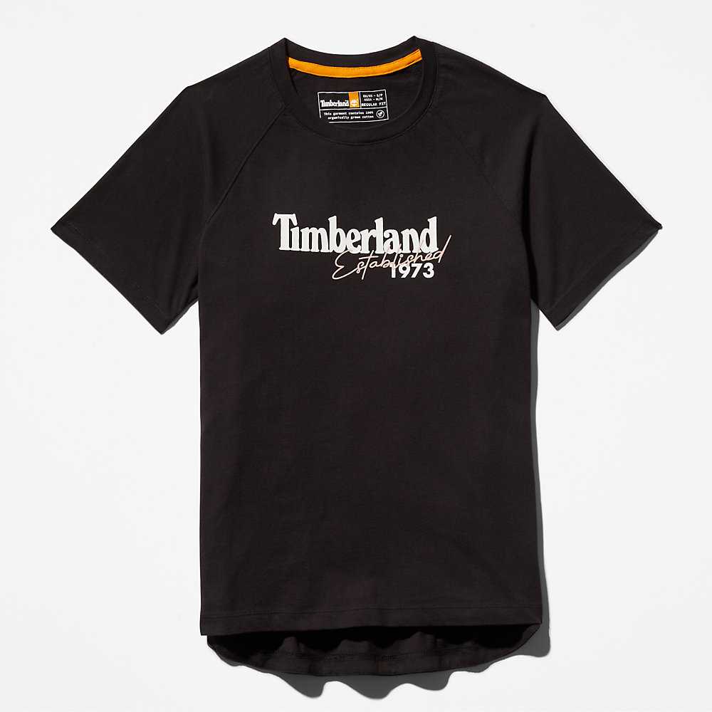 Black Women's Timberland Raglan-sleeve Logo T Shirts | Israel-5182639