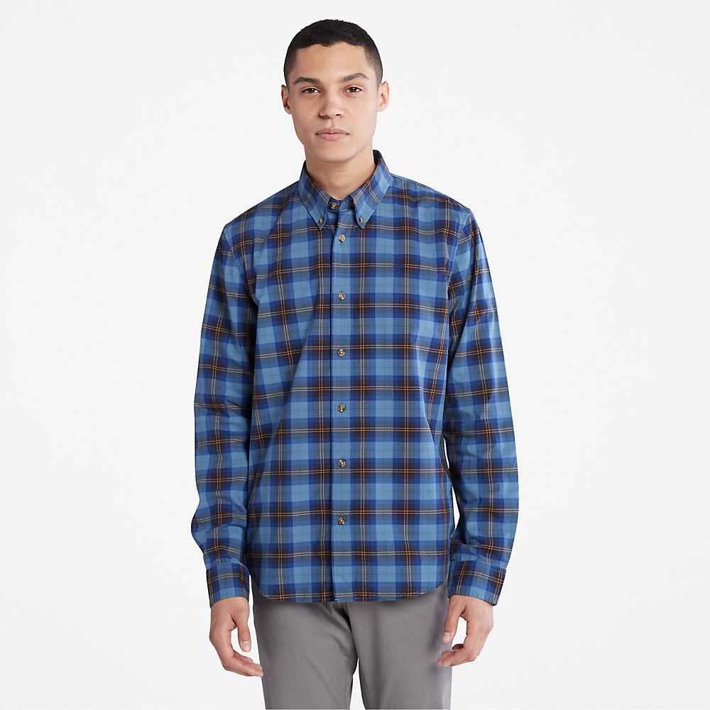 Blue Men\'s Timberland Eastham Check Shirt | Israel-5830796