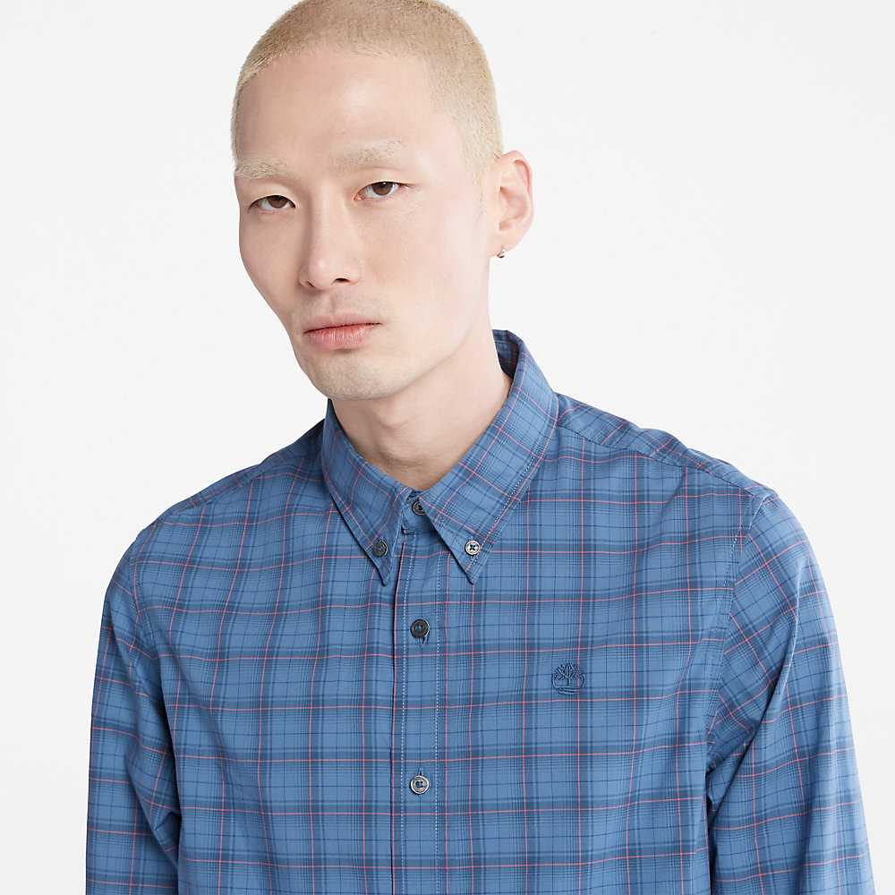 Blue Men's Timberland Eastham Check Shirt | Israel-8673524