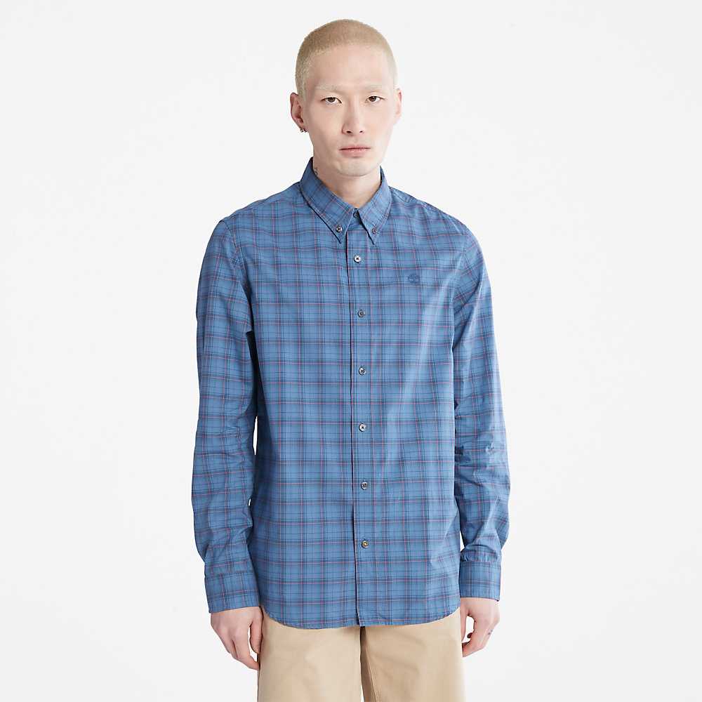 Blue Men\'s Timberland Eastham Check Shirt | Israel-8673524