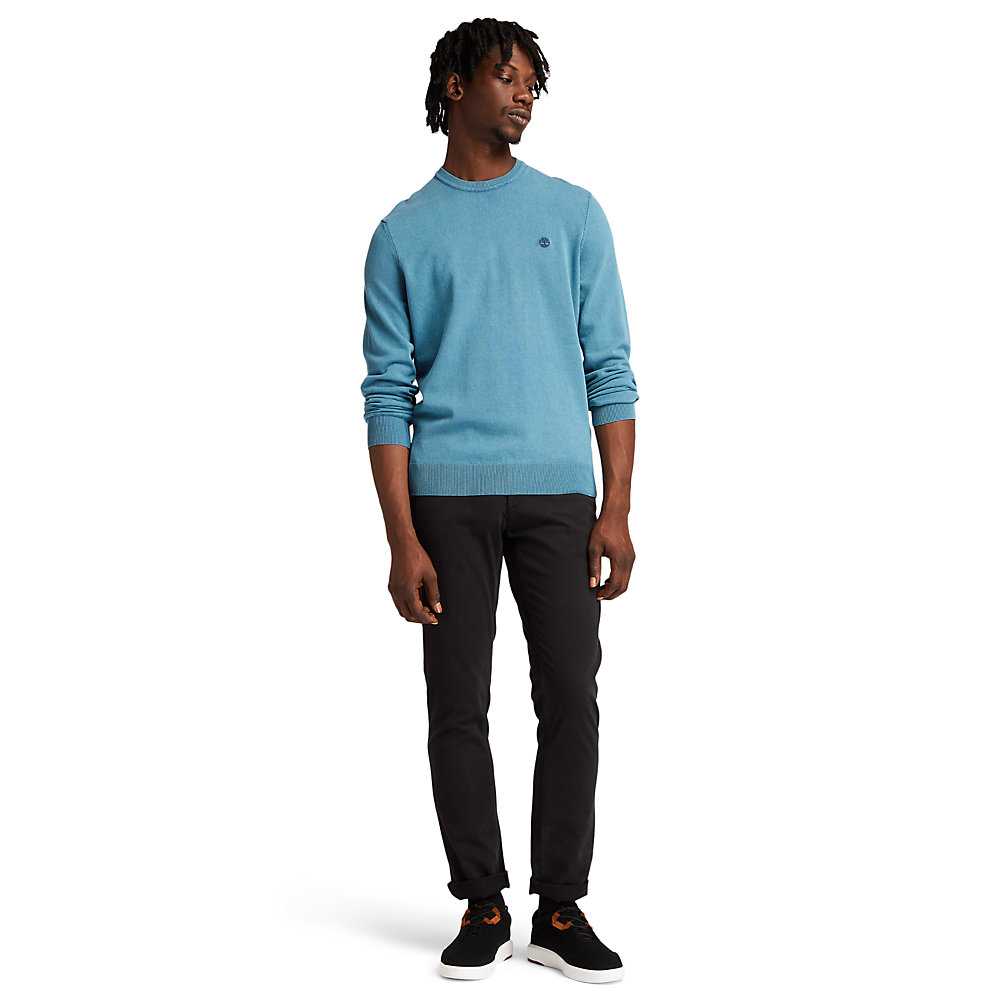 Blue Men's Timberland Lightweight Washed Sweatshirt | Israel-9758240