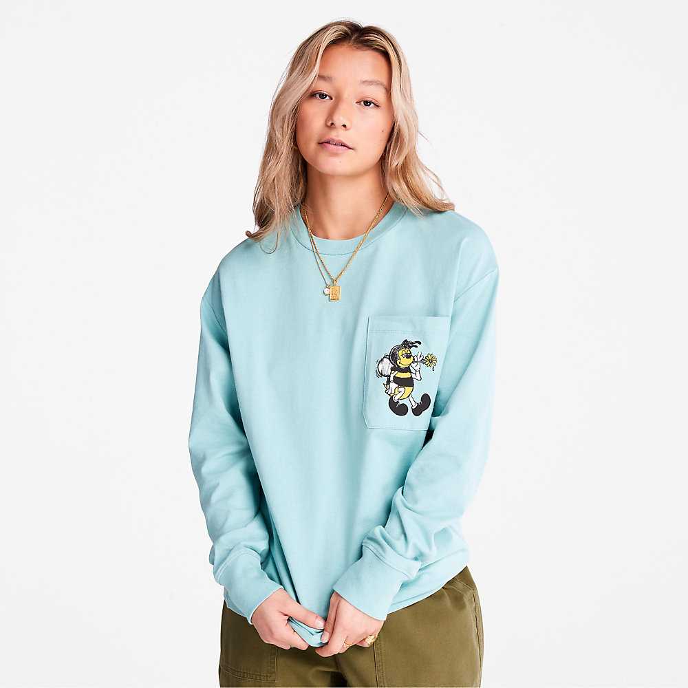 Blue Women's Timberland Bee Line x Timberland® T Shirts | Israel-0815463