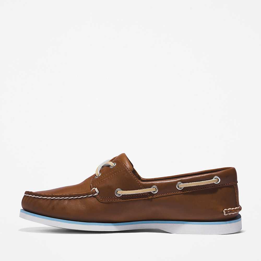 Brown Men's Timberland 2-Eye Classic Boat Shoes | Israel-1482579