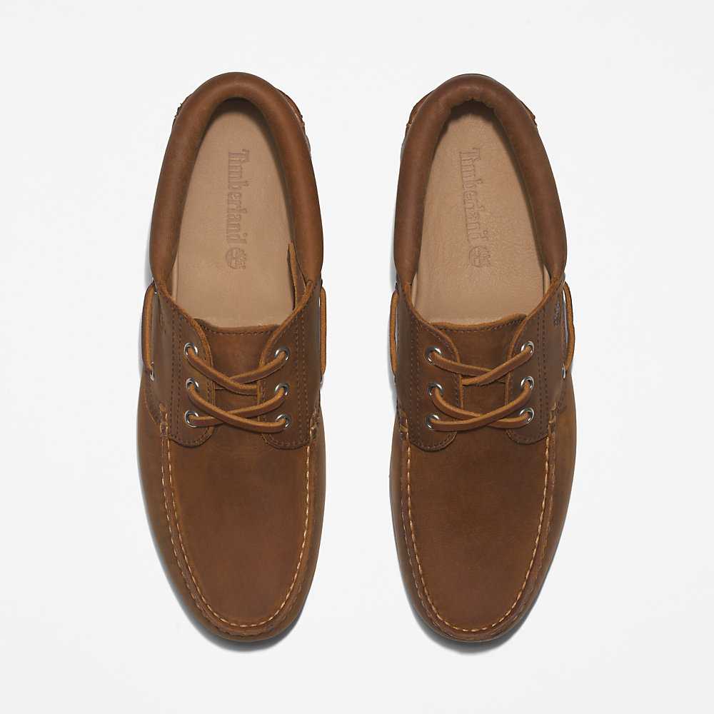 Brown Men's Timberland 3-Eye Lug Boat Shoes | Israel-0286197