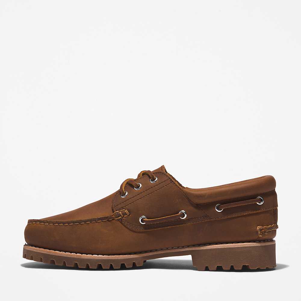 Brown Men's Timberland 3-Eye Lug Boat Shoes | Israel-0286197