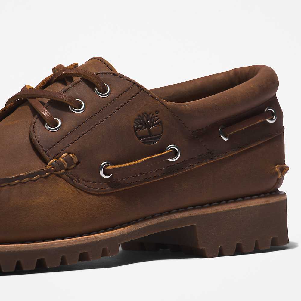 Brown Men's Timberland 3-Eye Lug Boat Shoes | Israel-0286197