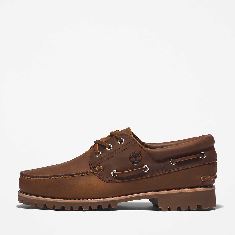 Brown Men's Timberland 3-Eye Lug Boat Shoes | Israel-0286197