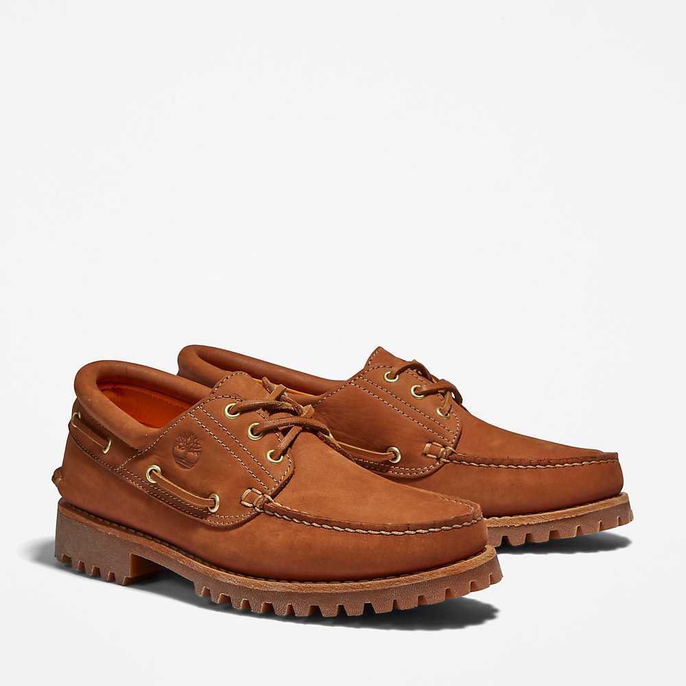 Brown Men's Timberland 3-Eye Lug Boat Shoes | Israel-1843792