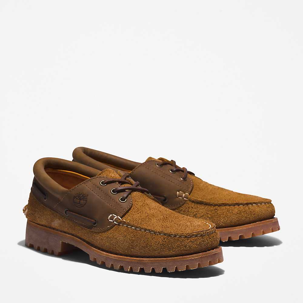 Brown Men's Timberland 3-Eye Lug Boat Shoes | Israel-5420916