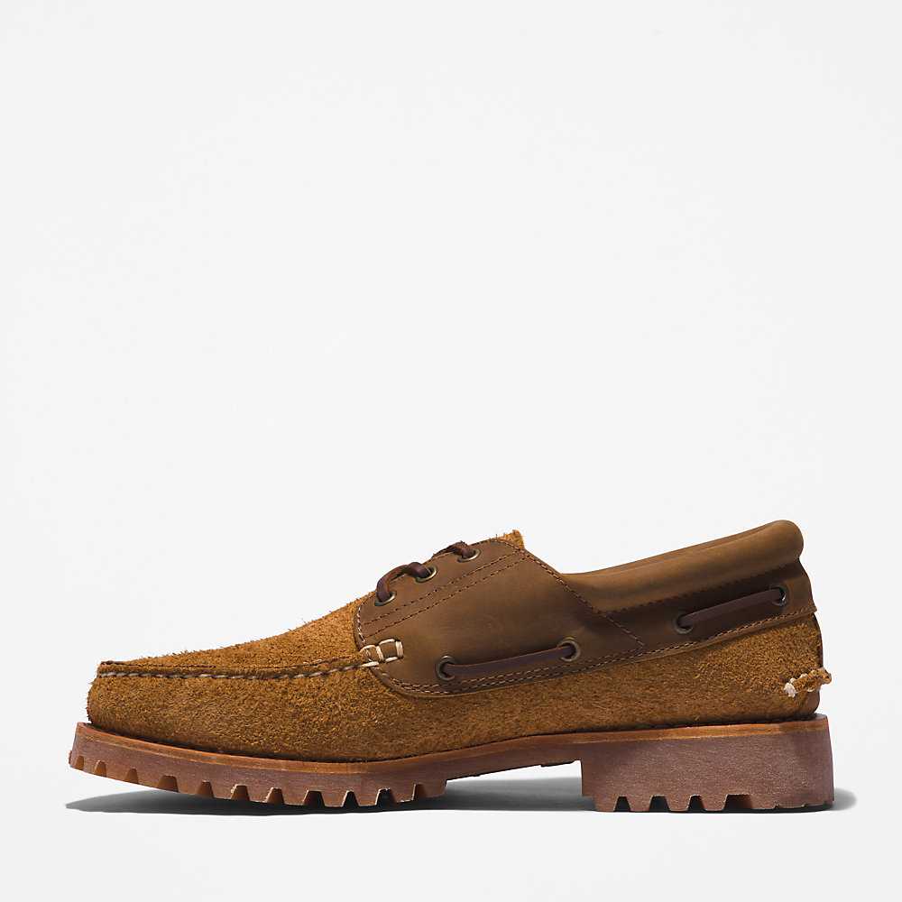 Brown Men's Timberland 3-Eye Lug Boat Shoes | Israel-5420916