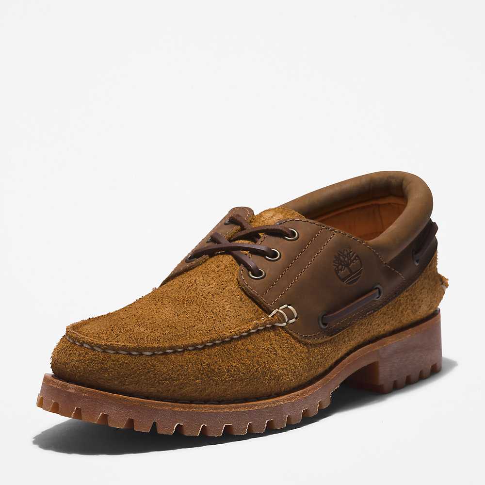 Brown Men's Timberland 3-Eye Lug Boat Shoes | Israel-5420916