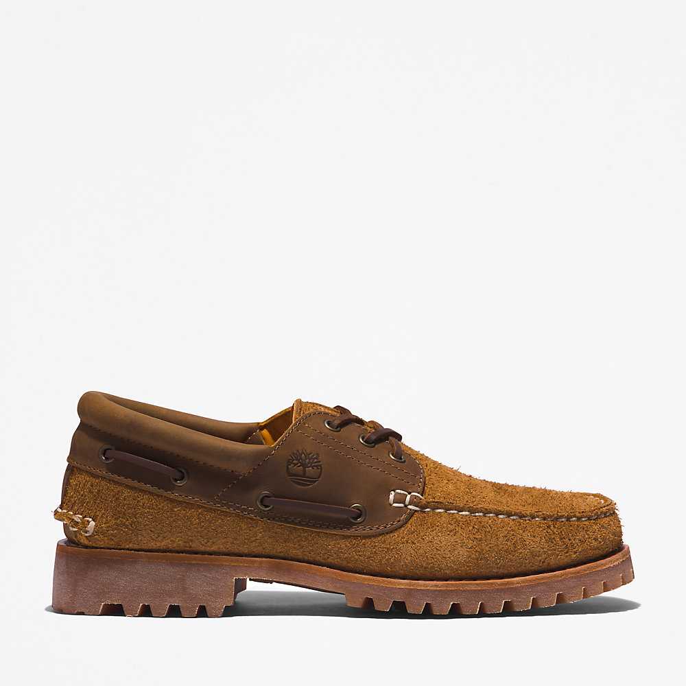 Brown Men\'s Timberland 3-Eye Lug Boat Shoes | Israel-5420916