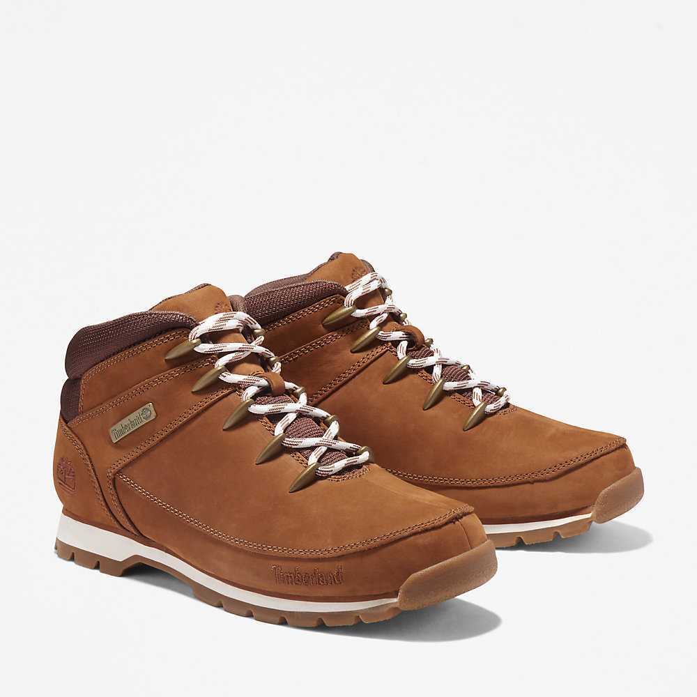 Brown Men's Timberland Euro Sprint Mid Hiking Boots | Israel-4871605