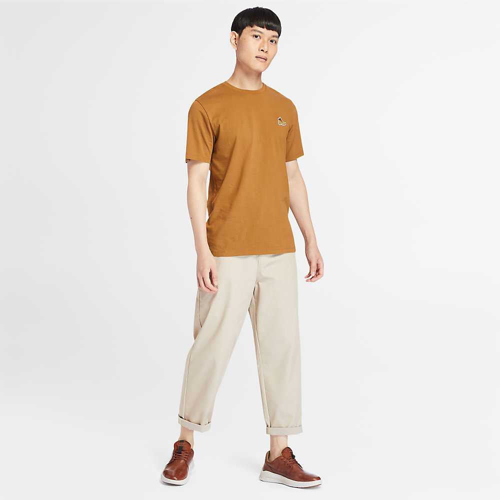 Brown Men's Timberland Organic Cotton T Shirts | Israel-1940325