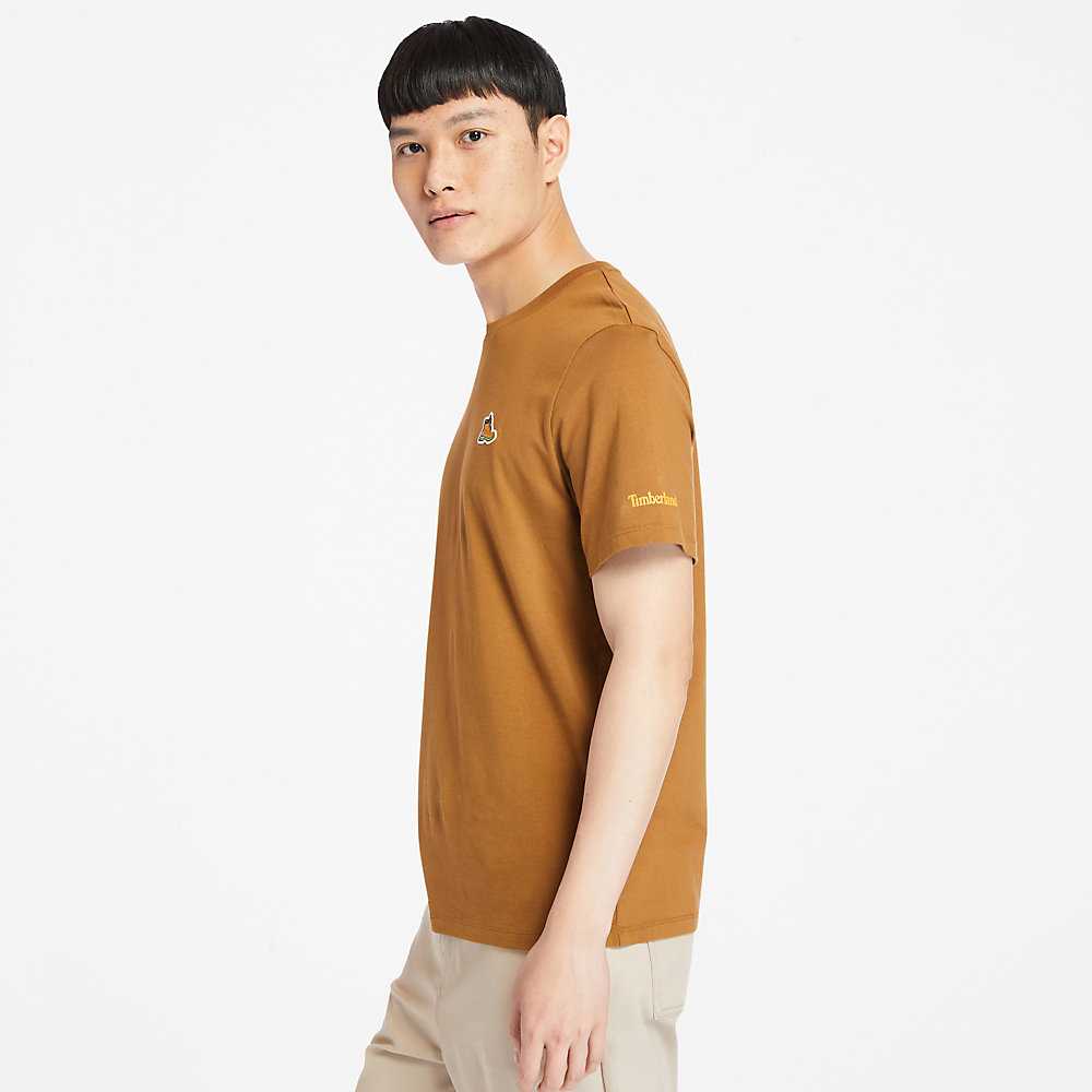 Brown Men's Timberland Organic Cotton T Shirts | Israel-1940325