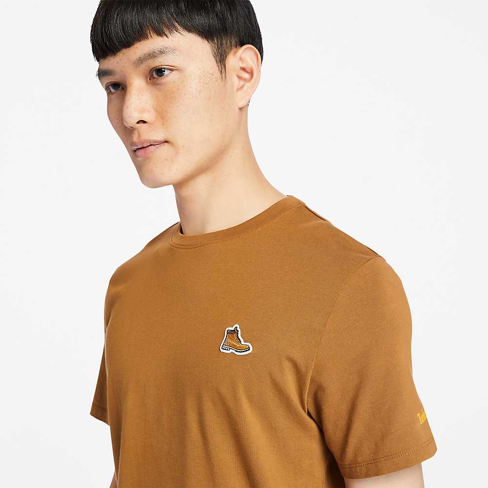 Brown Men's Timberland Organic Cotton T Shirts | Israel-1940325