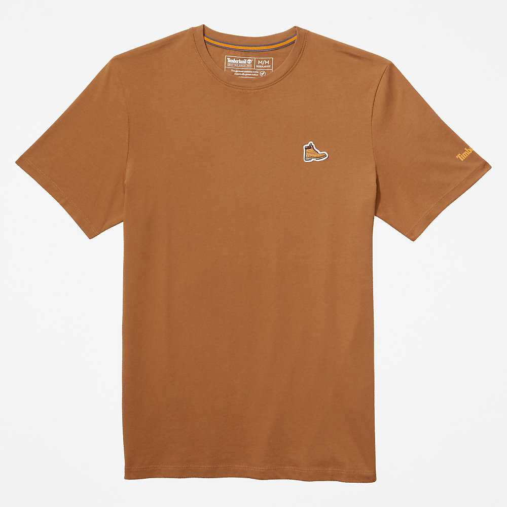 Brown Men's Timberland Organic Cotton T Shirts | Israel-1940325