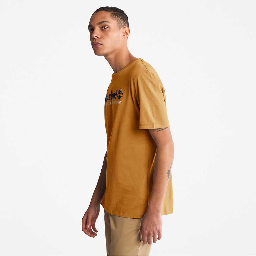 Brown Men's Timberland Wind Water Earth And Sky T Shirts | Israel-9512473