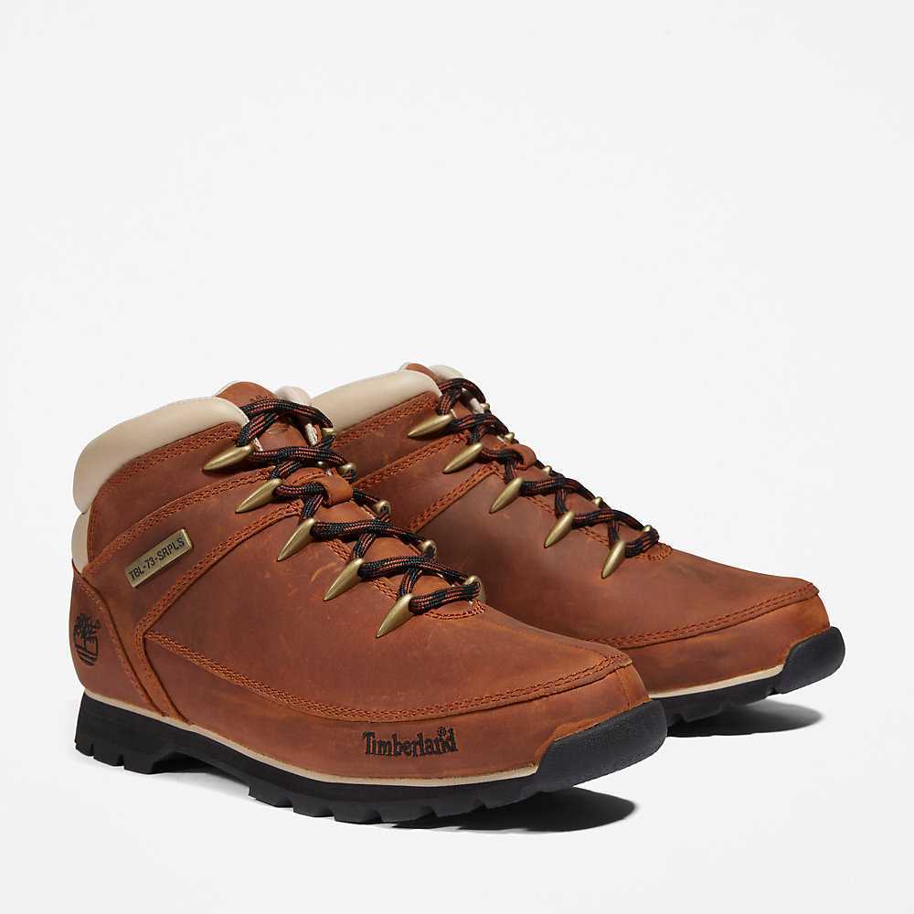 Brown/White Men's Timberland Euro Sprint Hiking Boots | Israel-6358104