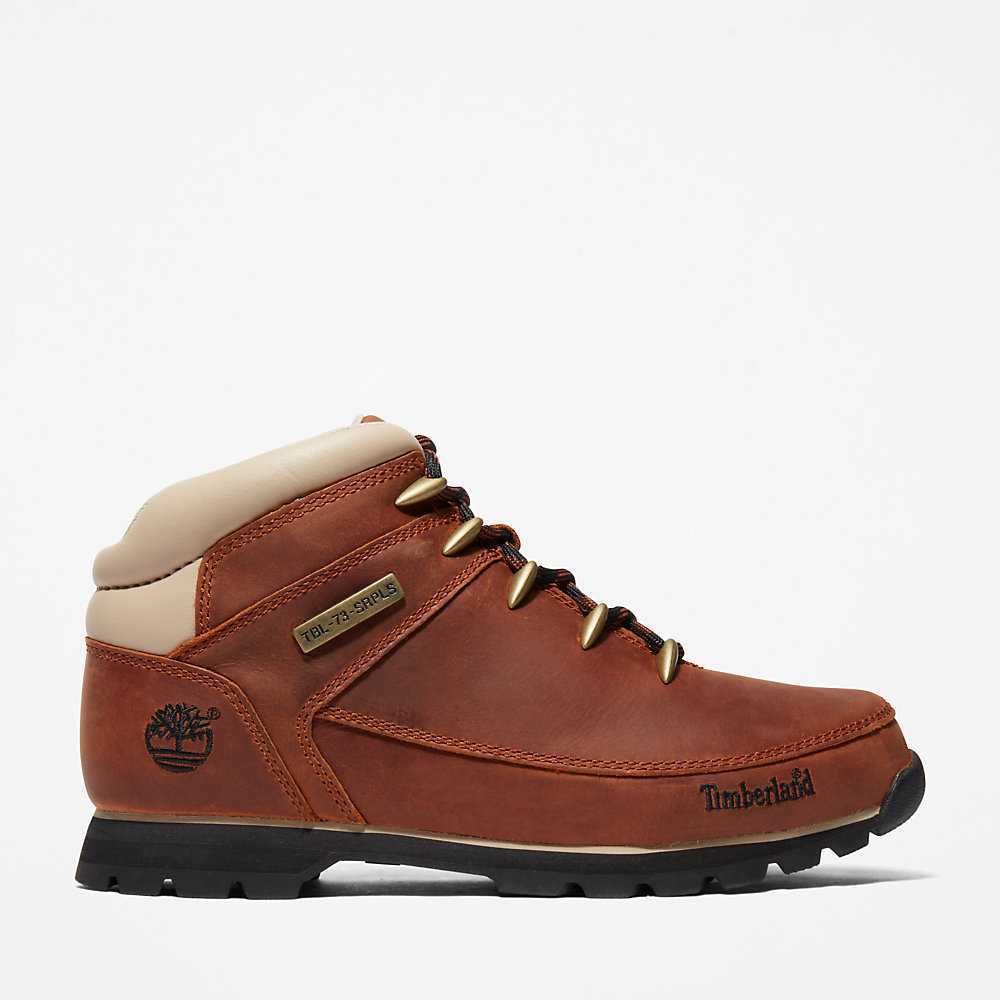 Brown/White Men\'s Timberland Euro Sprint Hiking Boots | Israel-6358104