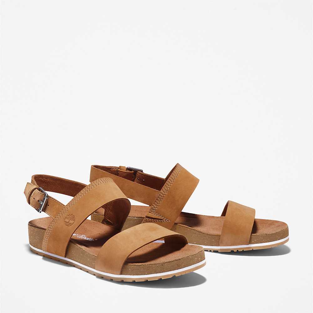 Brown Women's Timberland Malibu Waves Sandals | Israel-3269081