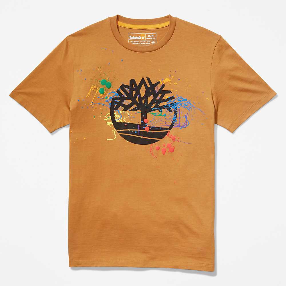 Brown Women's Timberland Paint Pride T Shirts | Israel-4796238