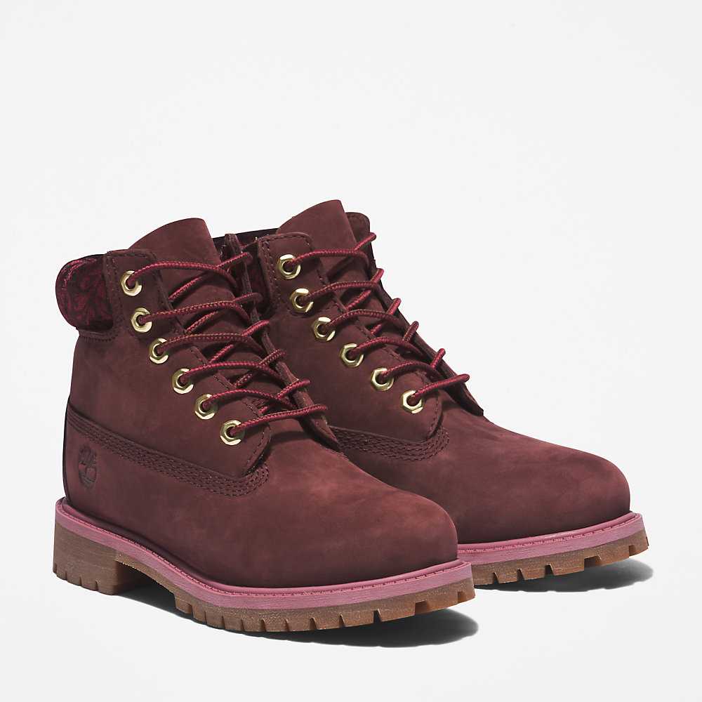 Burgundy Kids' Timberland Premium® 6 Inch Waterproof Boots | Israel-4219580