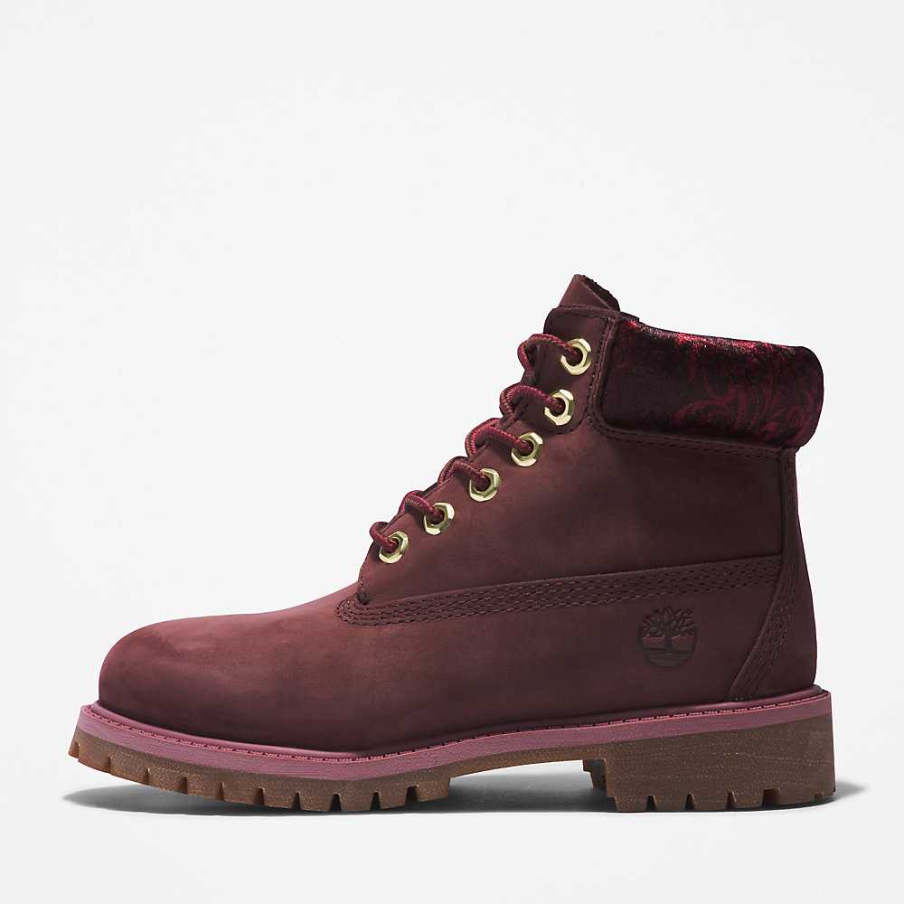 Burgundy Kids' Timberland Premium® 6 Inch Waterproof Boots | Israel-4219580