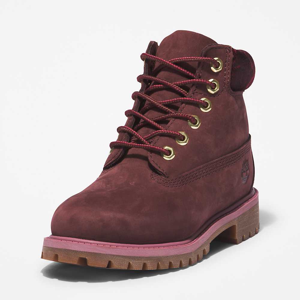 Burgundy Kids' Timberland Premium® 6 Inch Waterproof Boots | Israel-4219580