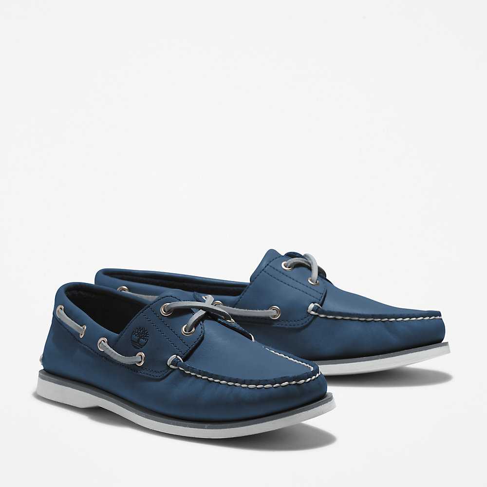 Dark Blue Men's Timberland 2-Eye Classic Boat Shoes | Israel-5267031