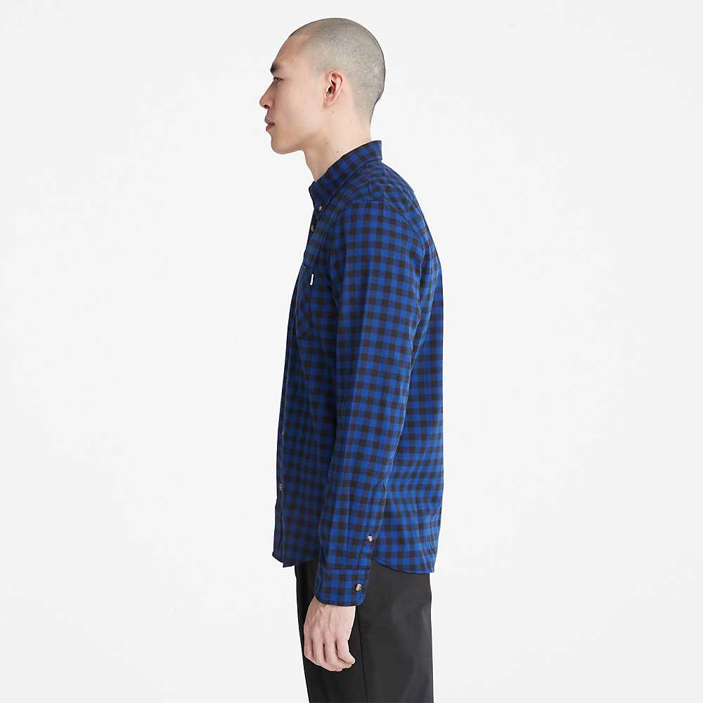 Dark Blue Men's Timberland Back River Check Check Shirt | Israel-0625491