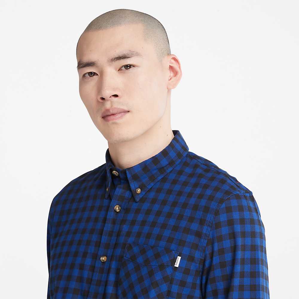 Dark Blue Men's Timberland Back River Check Check Shirt | Israel-0625491