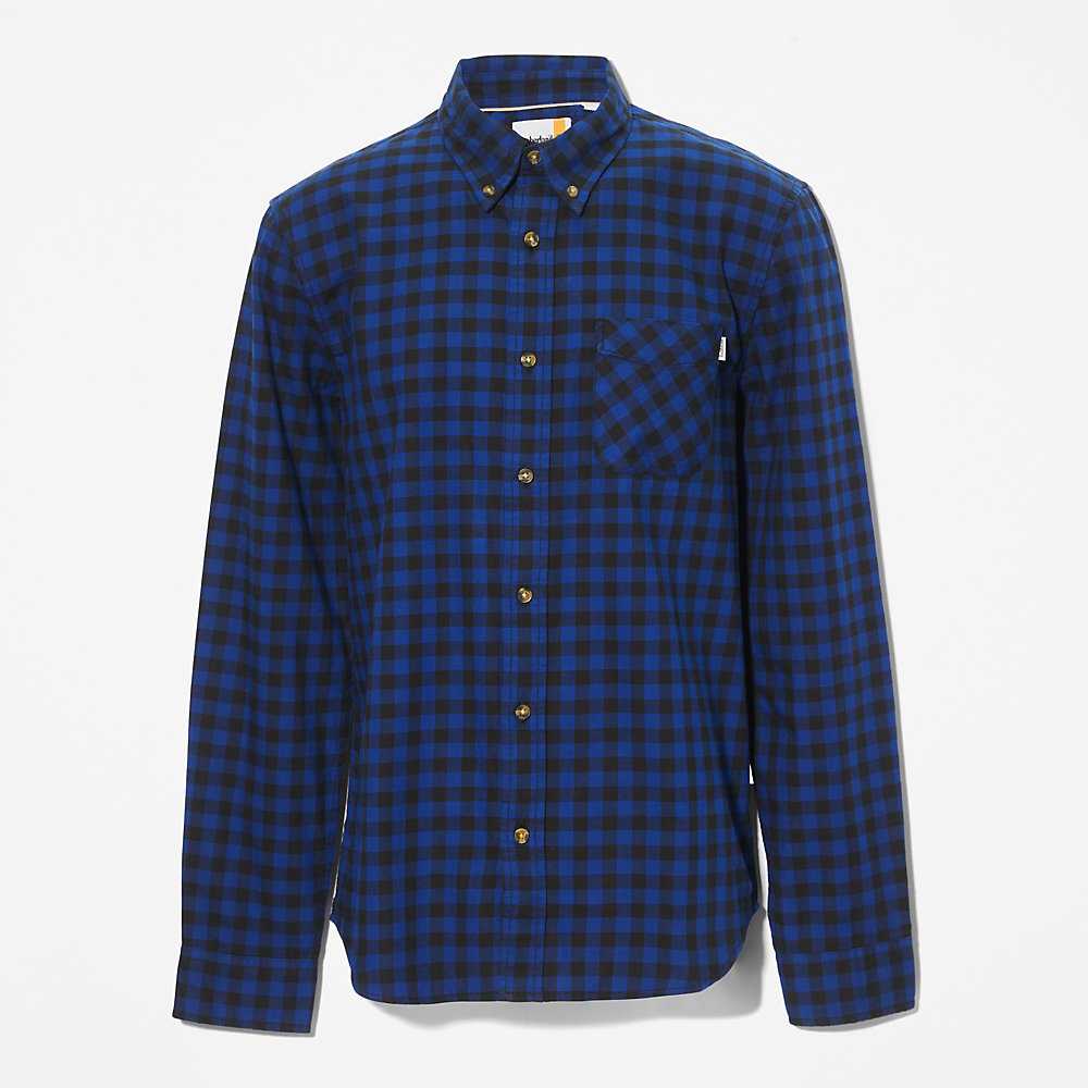 Dark Blue Men's Timberland Back River Check Check Shirt | Israel-0625491