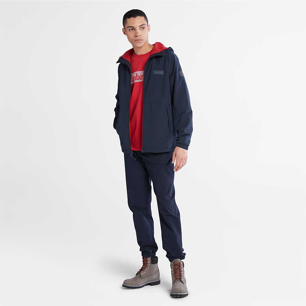 Dark Blue Men's Timberland Comfort-lined Route Jackets | Israel-8235061