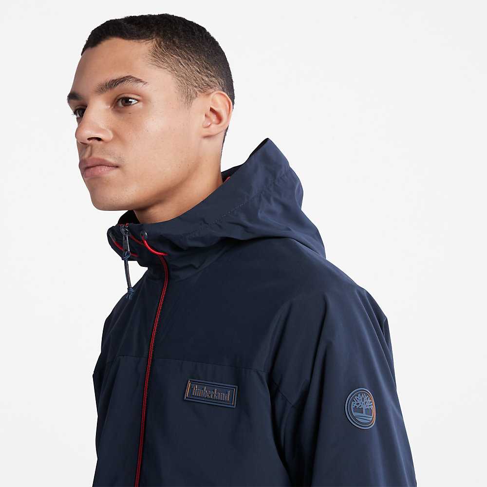 Dark Blue Men's Timberland Comfort-lined Route Jackets | Israel-8235061