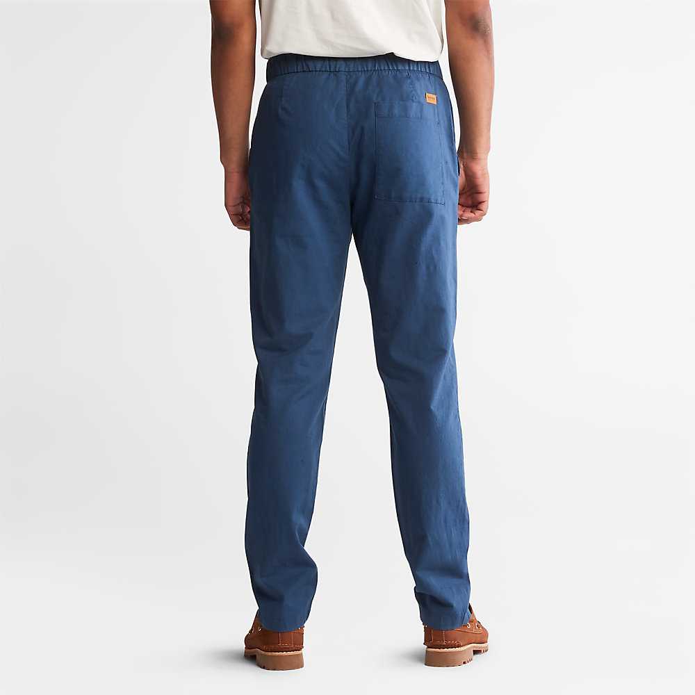 Dark Blue Men's Timberland Cotton Jogger | Israel-0546329