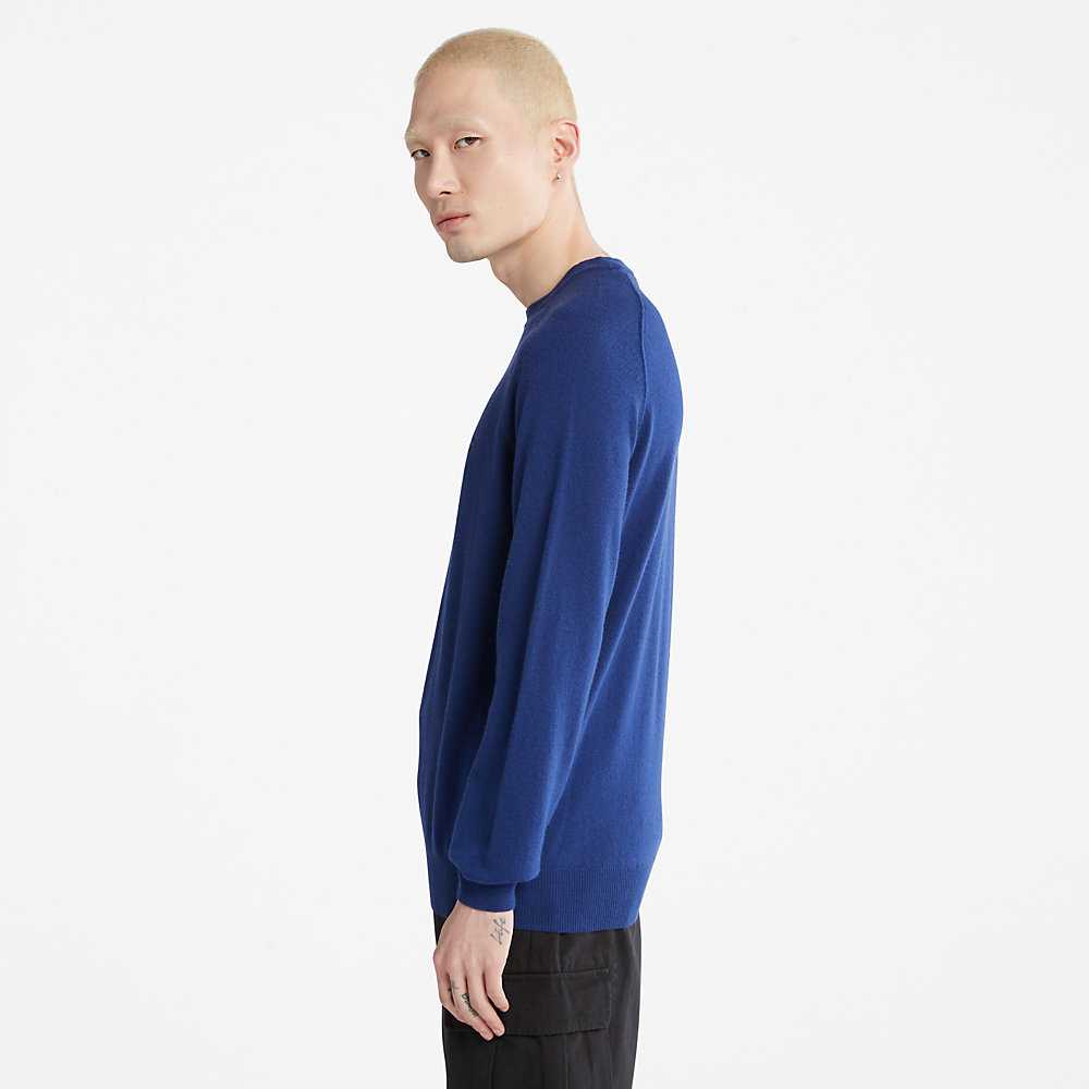 Dark Blue Men's Timberland Crewneck Sweatshirt | Israel-5437098