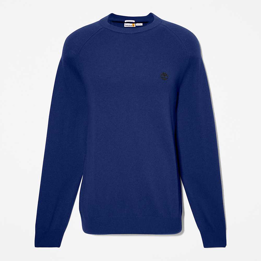 Dark Blue Men's Timberland Crewneck Sweatshirt | Israel-5437098