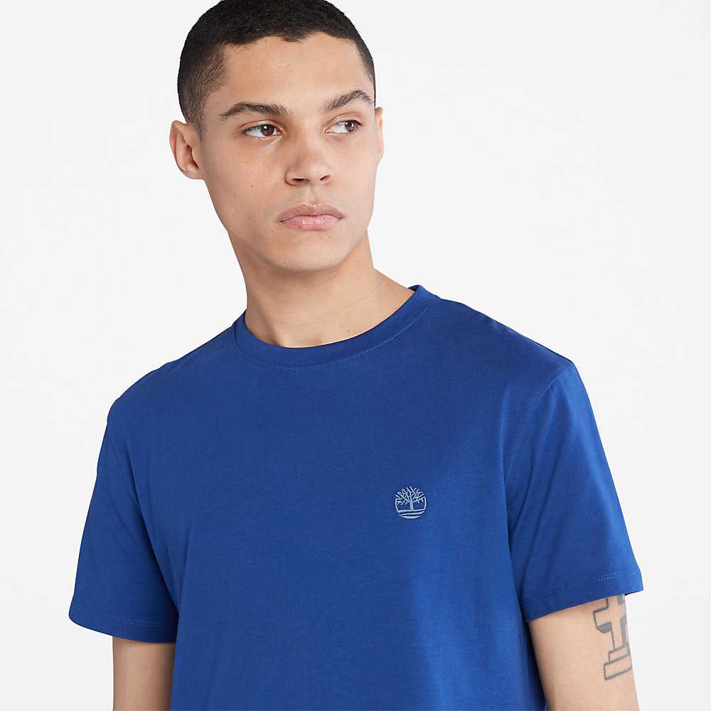 Dark Blue Men's Timberland Dunstan River T Shirts | Israel-7658042