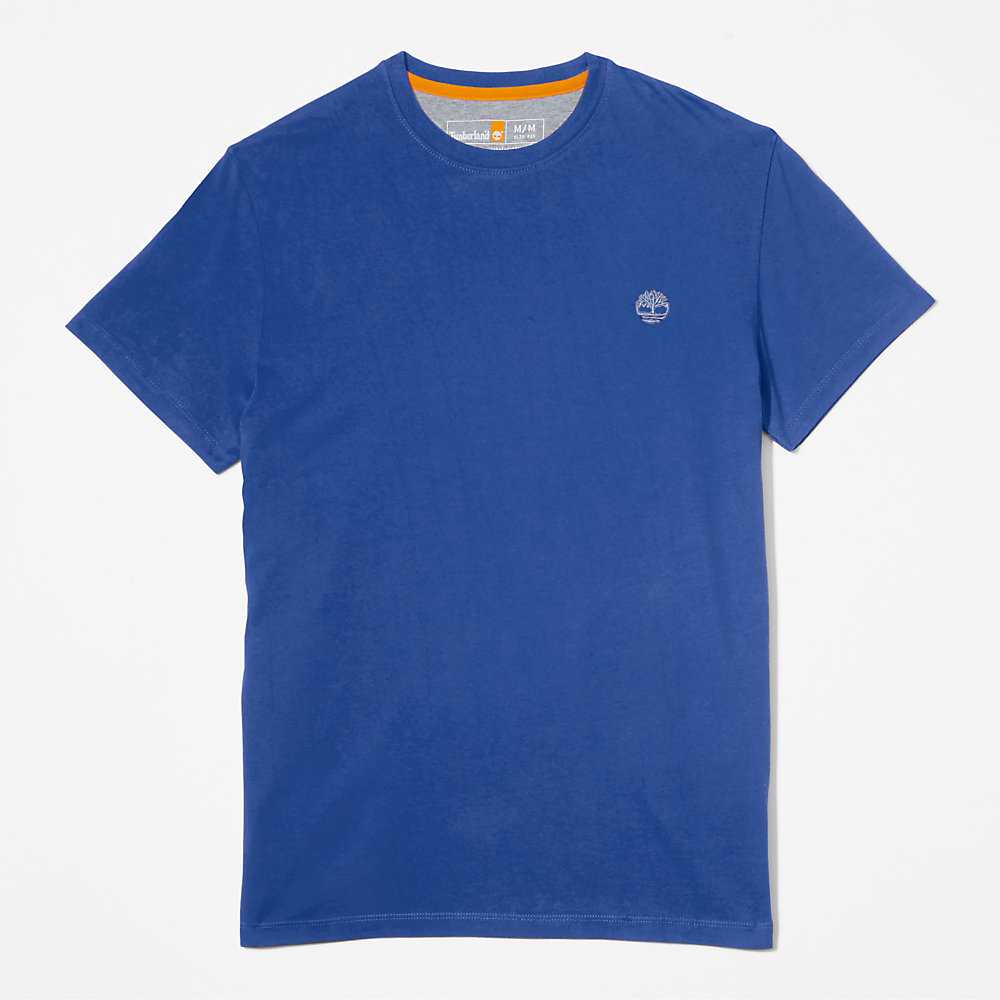 Dark Blue Men's Timberland Dunstan River T Shirts | Israel-7658042