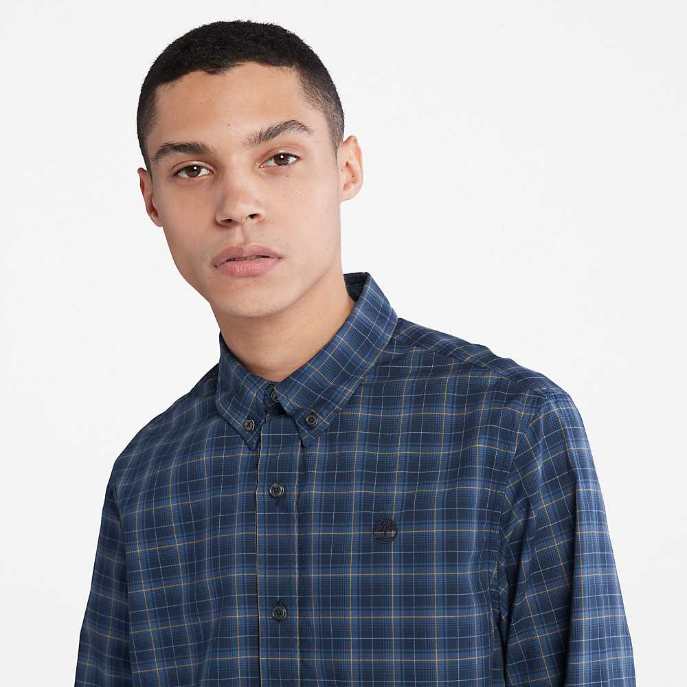 Dark Blue Men's Timberland Eastham Check Shirt | Israel-0216785