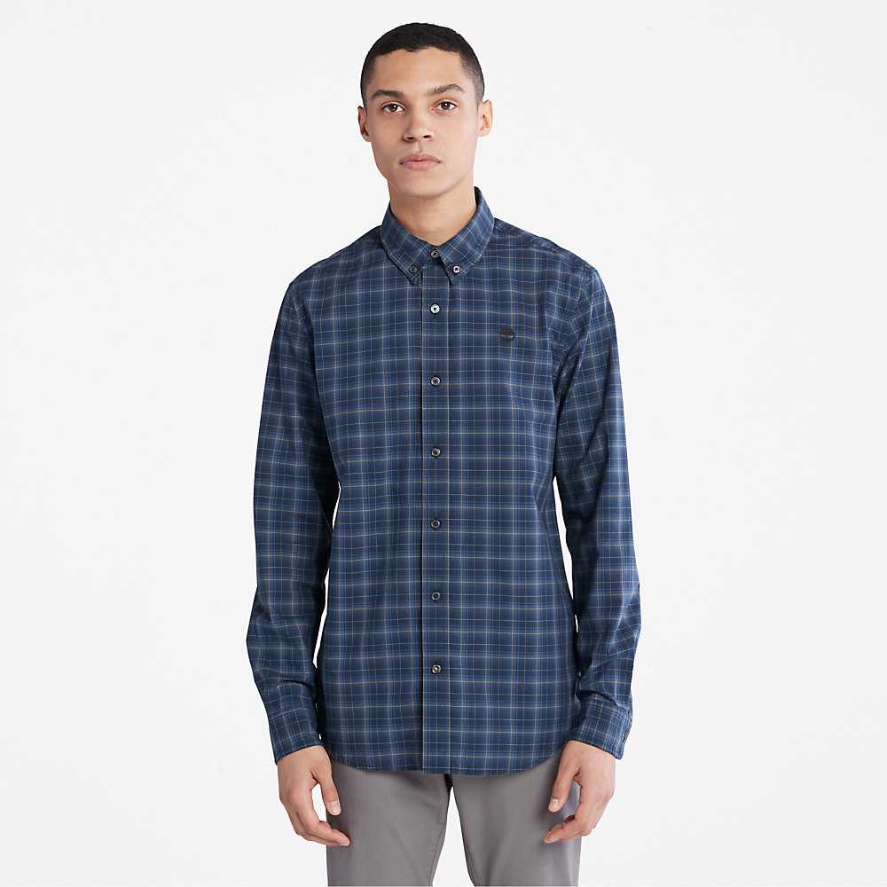 Dark Blue Men\'s Timberland Eastham Check Shirt | Israel-0216785