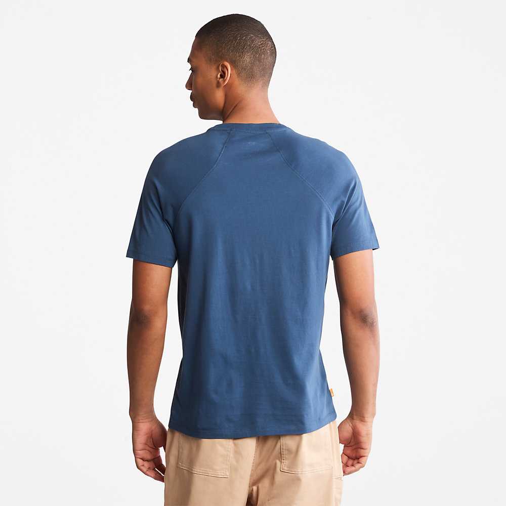 Dark Blue Men's Timberland Eco-Ready Supima® Cotton TimberFresh™ T Shirts | Israel-3614287